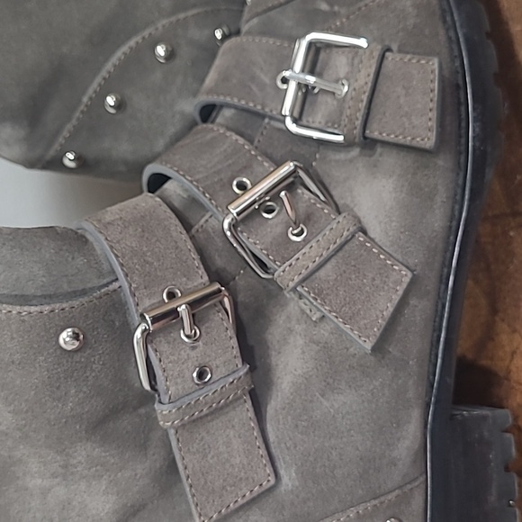 Guiseppe Zanotti Studded Brown Suede Multi Buckle Combat Boots Women's sz 40/9US - Picture 7 of 11